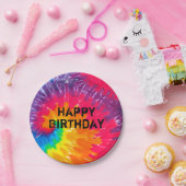 野生のサイケデリック絞り染め抽象芸術パターン ペーパープレート (パーティー)