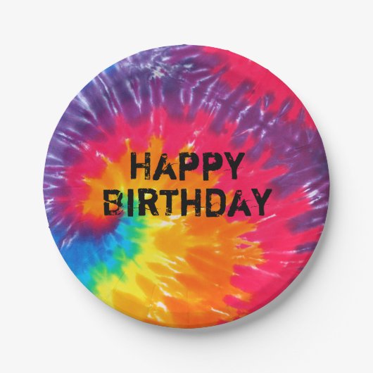 野生のサイケデリック絞り染め抽象芸術パターン ペーパープレート (正面)