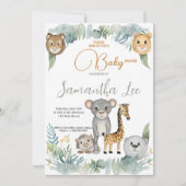 野生のサファリおもしろいアニマルボーイズ赤ちゃんシャワー 招待状 (正面)