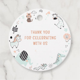 野生のサファリの動物の子供の誕生日感謝していユー フェイバータグ