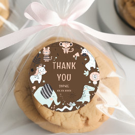 野生のサファリの動物の子供の誕生日感謝していユー ラウンドシール