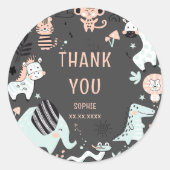 野生のサファリの動物の子供の誕生日感謝していユー ラウンドシール (正面)