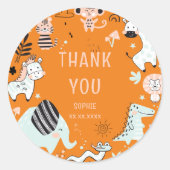 野生のサファリの動物の子供の誕生日感謝していユー ラウンドシール (正面)