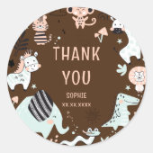野生のサファリの動物の子供の誕生日感謝していユー ラウンドシール (正面)