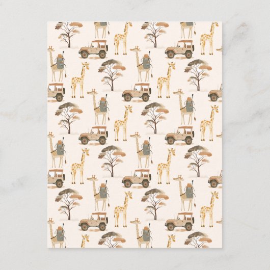 野生のサファリの動物の赤ちゃんシャワーの願いベビー エンクロージャーカード (裏面)