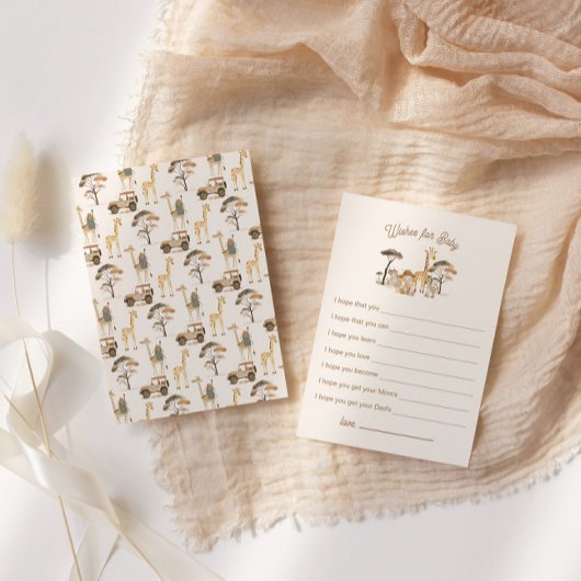 野生のサファリの動物の赤ちゃんシャワーの願いベビー エンクロージャーカード