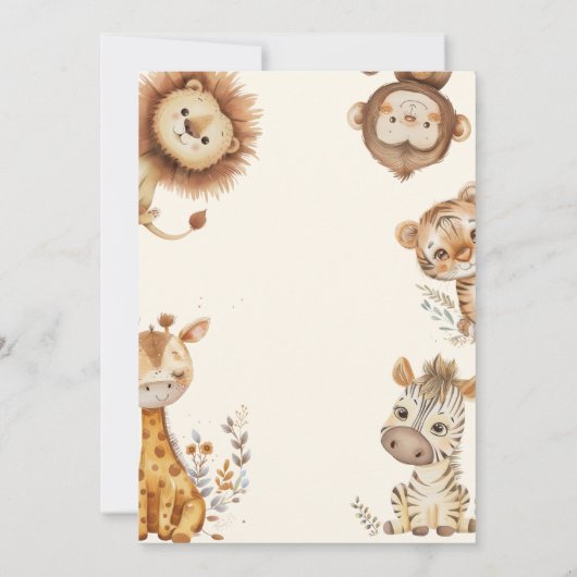 野生のサファリの動物2歳の誕生日 招待状 (裏面)