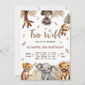 野生のサファリの動物2歳の誕生日 招待状 (正面)