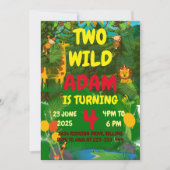 野生のサファリの動物2歳の誕生日 招待状 (正面)