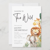 野生のサファリの動物2歳の誕生日 招待状 (正面)