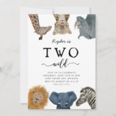 野生のサファリの動物2歳の誕生日 招待状 (正面)