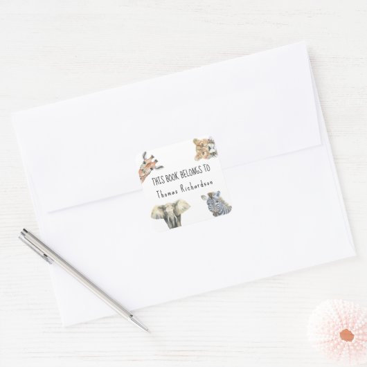 野生のサファリの動物 – この本は属している スクエアシール (封筒)