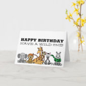 野生のサファリの動物，子供たちの誕生日 カード (黄色い花)