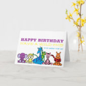 野生のサファリの動物，子供たちの誕生日 カード (黄色い花)