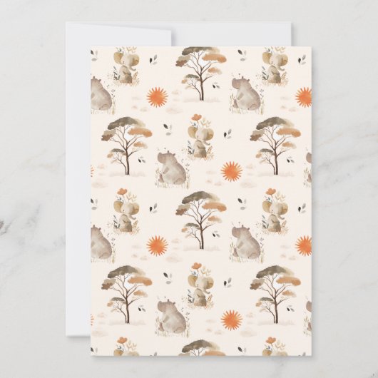 野生のサファリアニマルベビーシャワーサンキューカード サンキューカード (裏面)