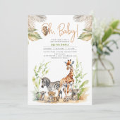 野生のサファリジャングルベビーアニマルベビーシャワー 招待状 (スタンド正面)
