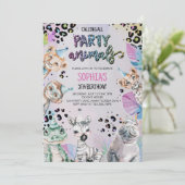野生のサファリパーティー動物ジャングルアニマルズ誕生日 招待状 (スタンド正面)