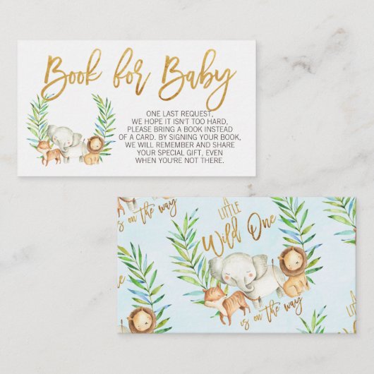 野生のサファリージャングル動物のブックリクエストの挿入 エンクロージャーカード (正面/裏面)