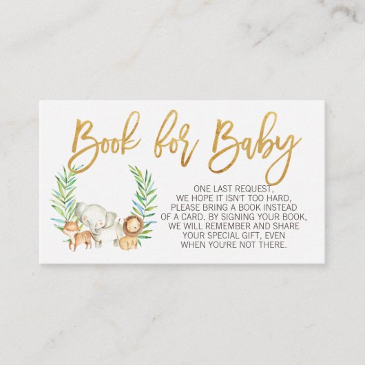 野生のサファリージャングル動物のブックリクエストの挿入 エンクロージャーカード (正面)