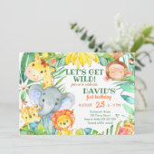 野生のサファリ動物たちが1歳の誕生日を迎える 招待状 (スタンド正面)