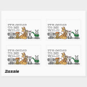 野生のサファリ動物と子供の誕生日パーティー 長方形シール (シート)