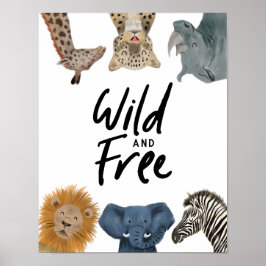 野生のサファリ動物のいる保育室 ポスター