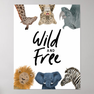 野生のサファリ動物のいる保育室 ポスター