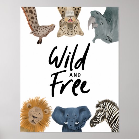 野生のサファリ動物のいる保育室 ポスター (正面)
