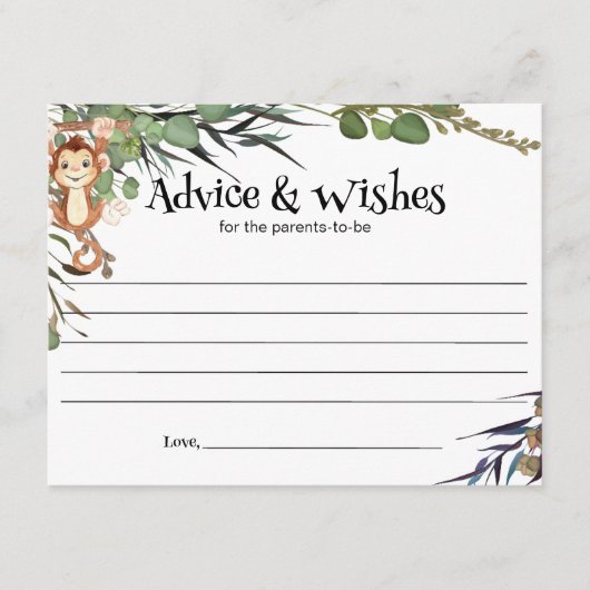 野生のサファリ動物のアドバイスとウィッシュカード エンクロージャーカード (正面)