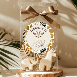 野生のサファリ動物のギラフ柄誕生日 ラウンドシール