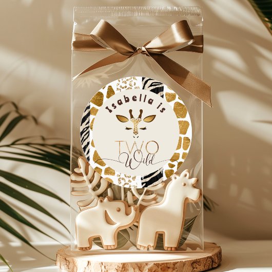 野生のサファリ動物のギラフ柄誕生日 ラウンドシール