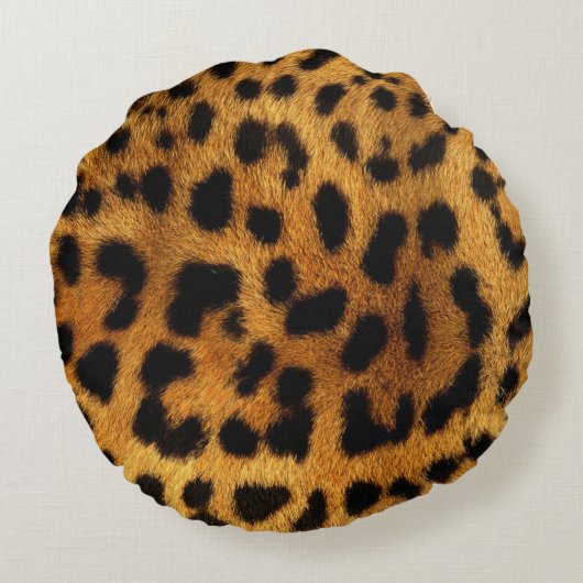 野生のサファリ動物のチエガーリータヒョウ柄 ラウンドクッション (裏面)