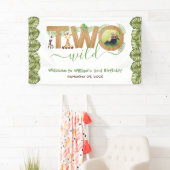 野生のサファリ動物のツー バースデー フォト ウッド 横断幕 (インサイチュ)