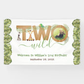 野生のサファリ動物のツー バースデー フォト ウッド 横断幕 (横)