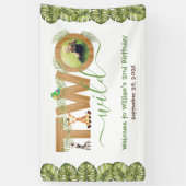 野生のサファリ動物のツー バースデー フォト ウッド 横断幕 (縦)