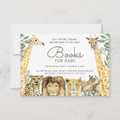 野生のサファリ動物のベビーシャワーブックのリクエスト 招待状 (正面)