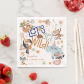 野生のサファリ動物の子供の誕生日パーティー スタンダードランチョンナプキン (インサイチュ)