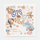 野生のサファリ動物の子供の誕生日パーティー スタンダードランチョンナプキン (正面)