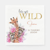 野生のサファリ動物の子供の誕生日パーティー スタンダードランチョンナプキン (正面)