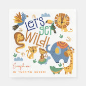 野生のサファリ動物の子供の誕生日パーティー スタンダードランチョンナプキン (正面)
