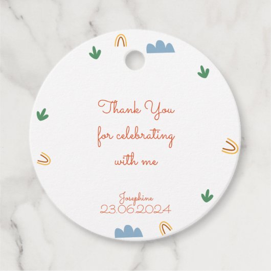 野生のサファリ動物の子供の誕生日パーティー フェイバータグ (正面)