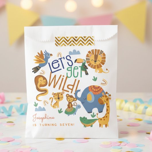 野生のサファリ動物の子供の誕生日パーティー フェイバーバッグ