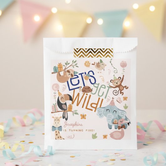 野生のサファリ動物の子供の誕生日パーティー フェイバーバッグ