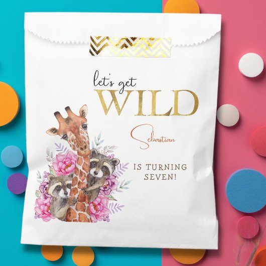 野生のサファリ動物の子供の誕生日パーティー フェイバーバッグ