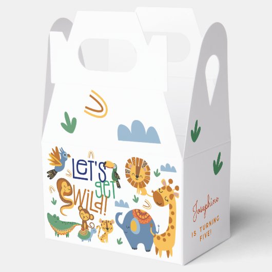 野生のサファリ動物の子供の誕生日パーティー フェイバーボックス (オープン)