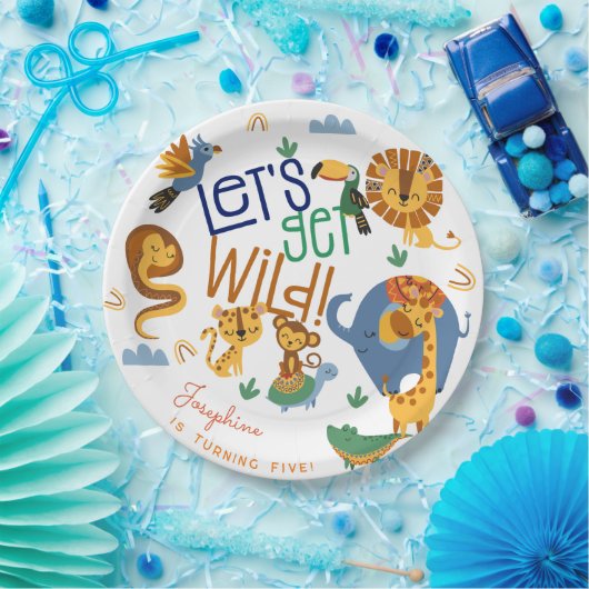 野生のサファリ動物の子供の誕生日パーティー ペーパープレート (パーティー)