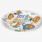 野生のサファリ動物の子供の誕生日パーティー ペーパープレート (アングル)