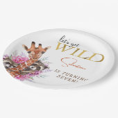 野生のサファリ動物の子供の誕生日パーティー ペーパープレート (アングル)