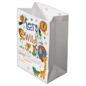 野生のサファリ動物の子供の誕生日パーティー ミディアムペーパーバッグ (正面アングル)