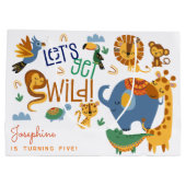 野生のサファリ動物の子供の誕生日パーティー ラージペーパーバッグ (裏面)